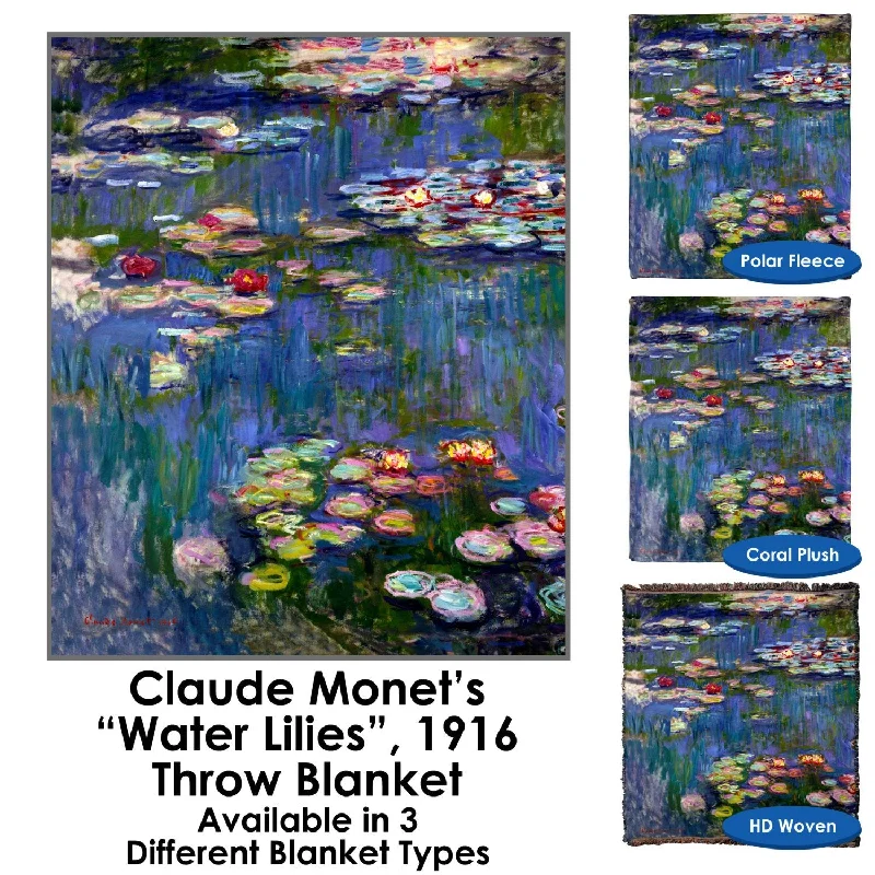 Water Lilies 1916 by Claude Monet Throw Blanket / Tapestry Wall Hanging - Standard Multi-color