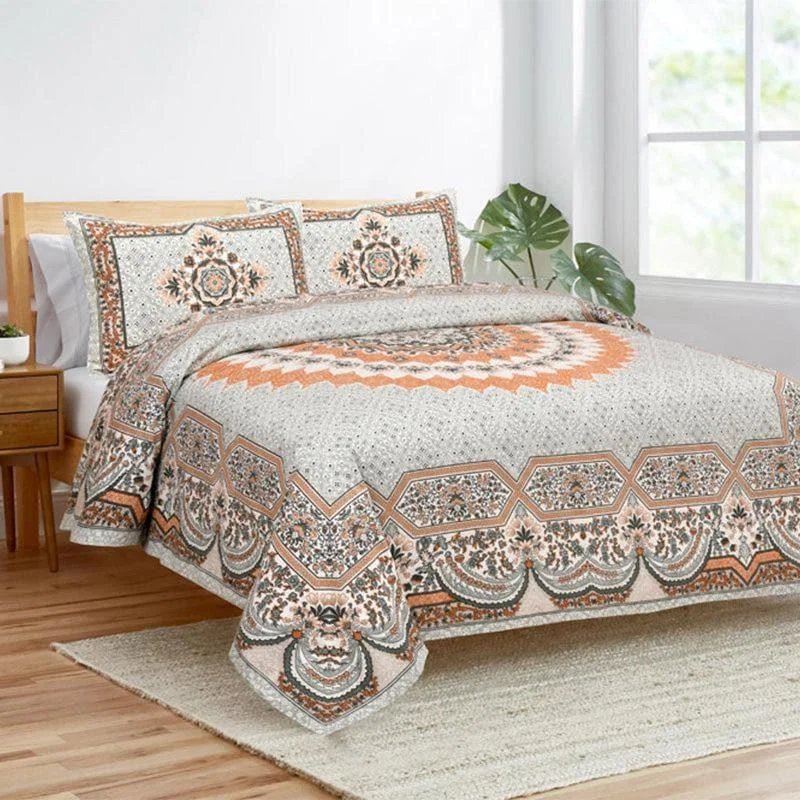 Sudrisha Ethnic Bedsheet - Orange