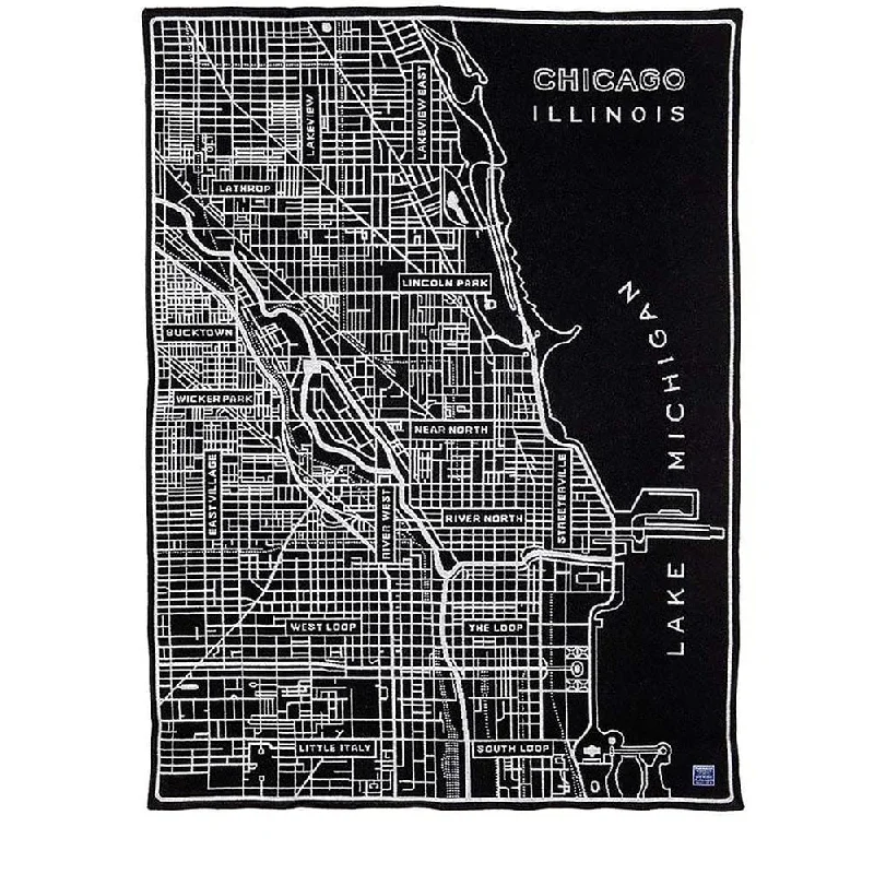 Chicago Map Wool Throw