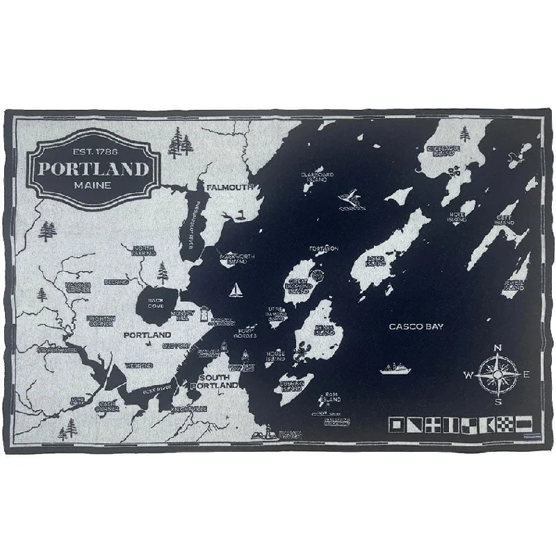 Portland Maine Map Wool Throw Blanket