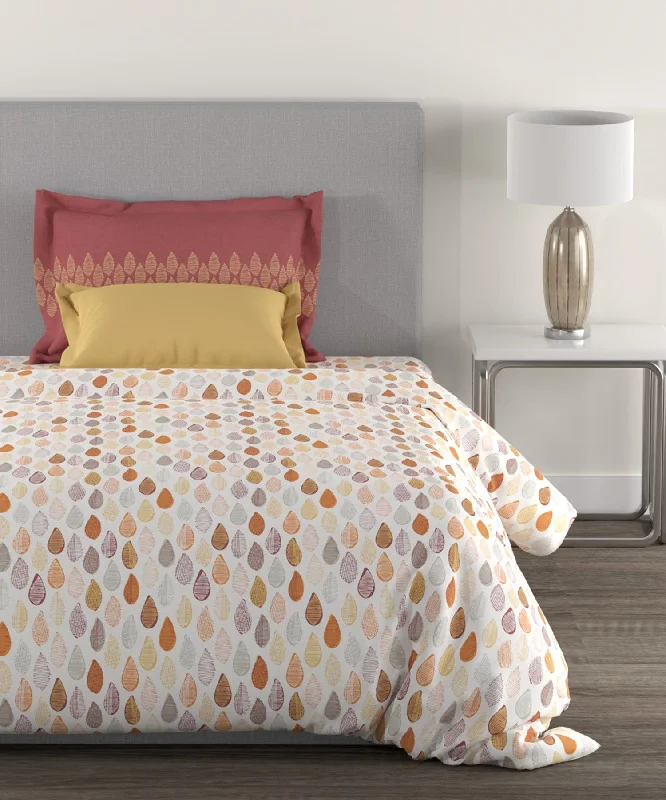 Home Essential Hailrey Rust Single Bedsheet With 1 Pillow Cover, 144TC, 100% Cotton, Floral, Multi Colour