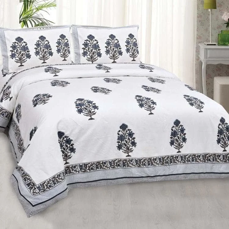 Blissful Bouquet Bedsheet- Blue