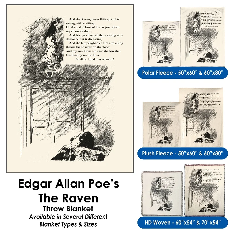 Edgar Allan Poe's "The Raven" - Throw Blanket / Tapestry Wall Hanging