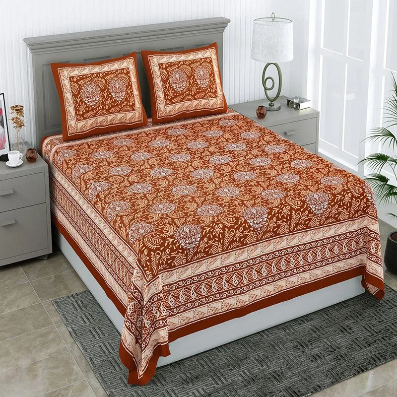 Nimisha Floral Bedsheet - Brown