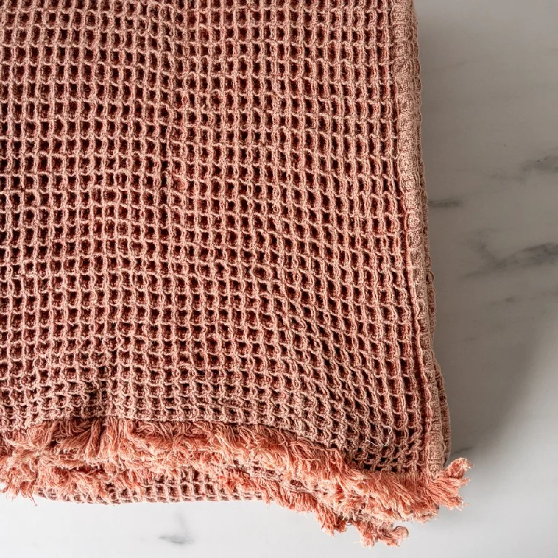 Rust Waffle Throw Blanket