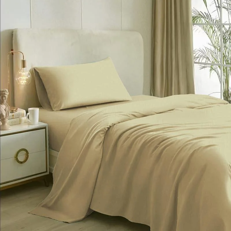 Aiden Solid Bedsheet - Beige