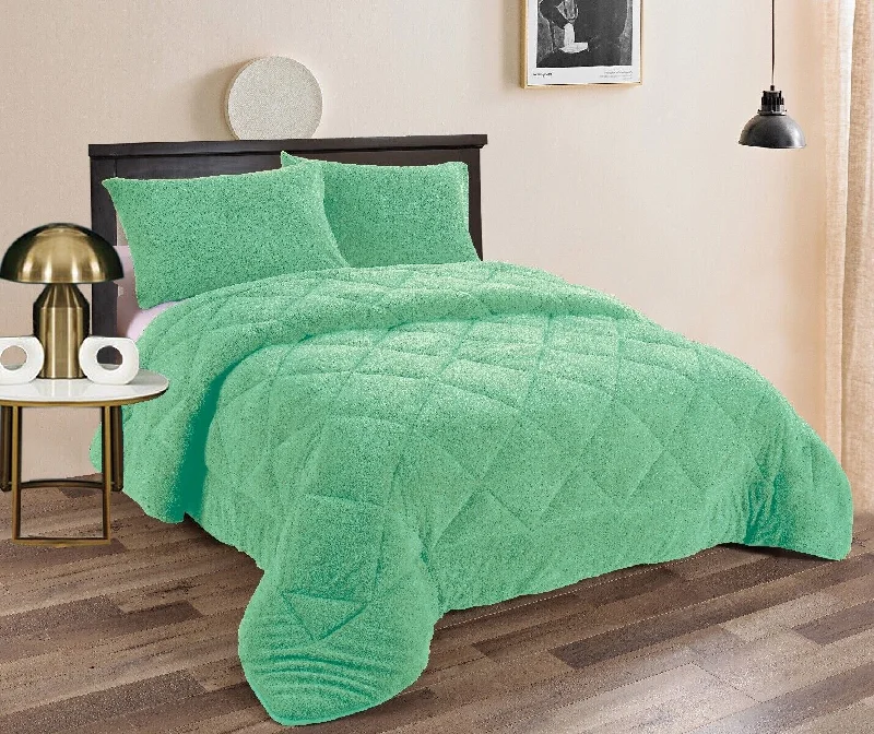 3 Piece Fleece Comforter Set Aqua