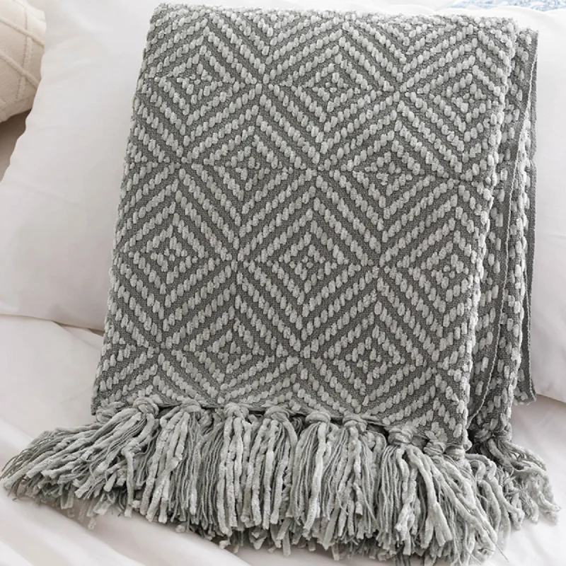 Cozy Chenille Diamond Texture Throw Blanket