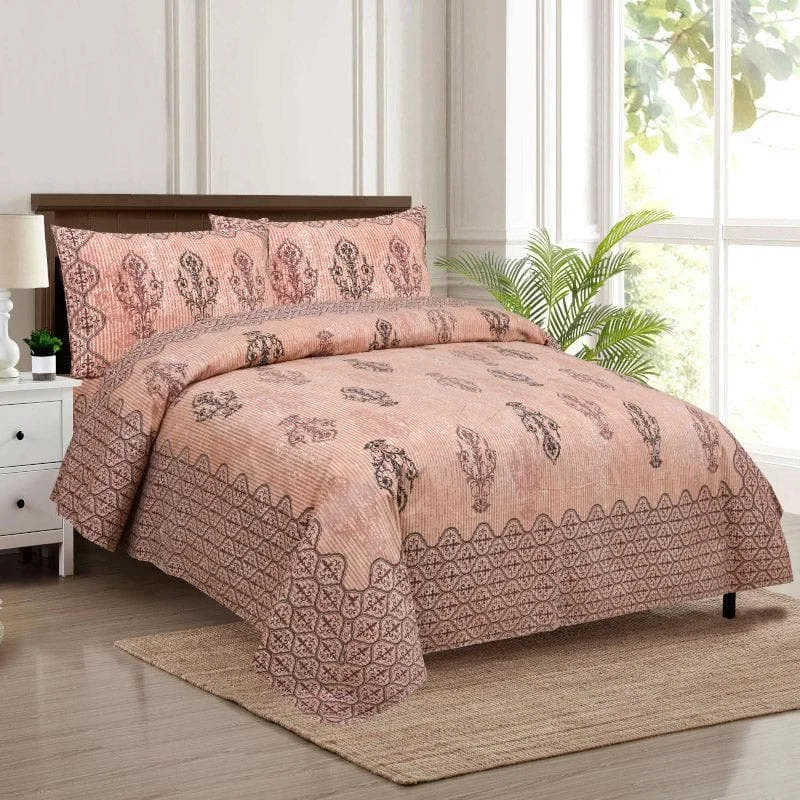 Mayurankh Printed Bedsheet - Peach