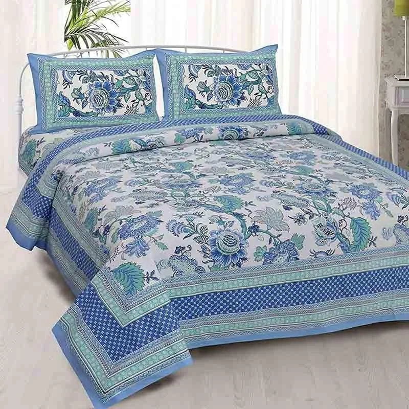 Gulab-E-Gulzaar Bedsheet - Blue