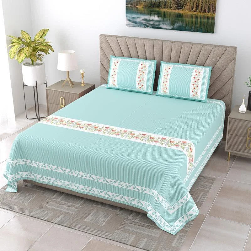 French Fleur Bedsheet - Turquoise