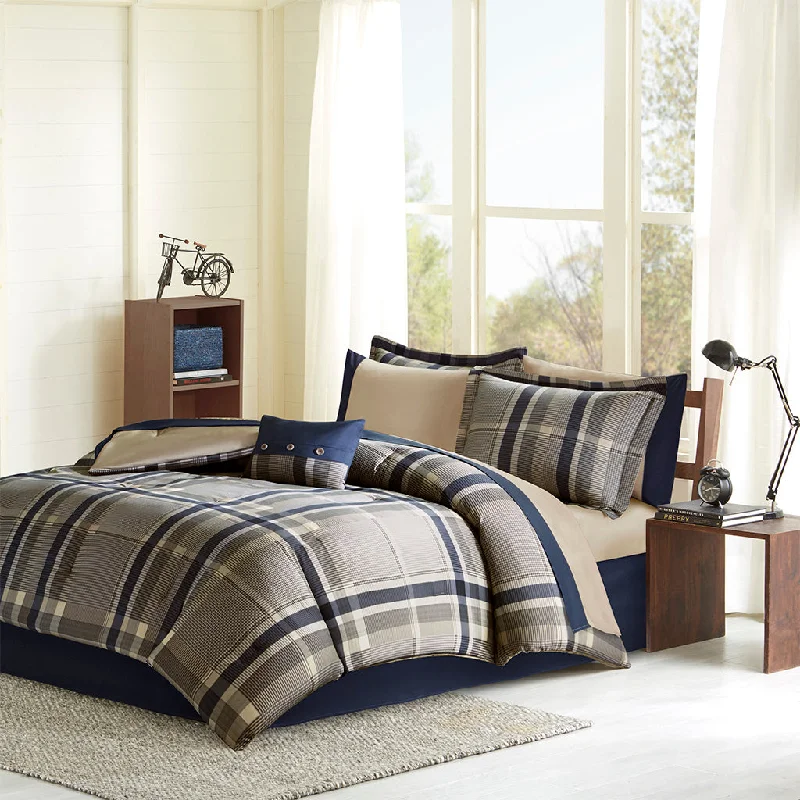 Streamdale Robbie Plaid Comforter Set With Bed Sheets