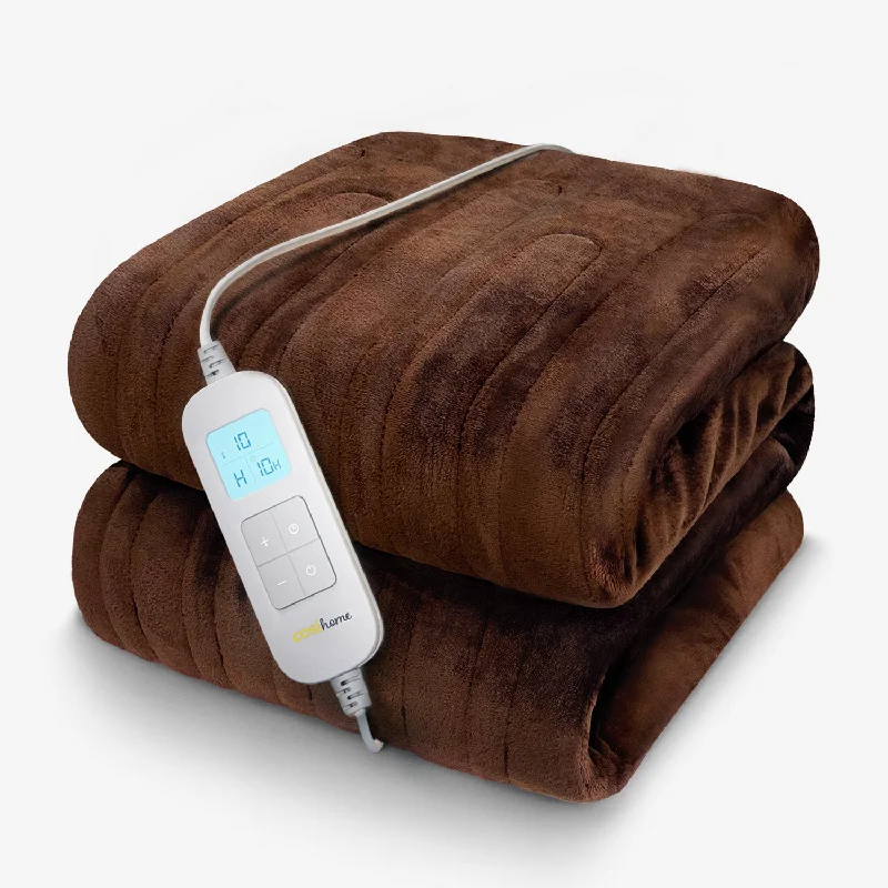 Fleece Electric Heated Throw - Brown