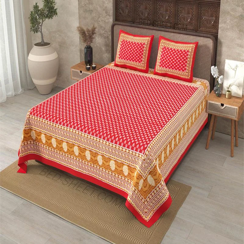 Chann Ethnic Bedsheet  Bedsheet - Red