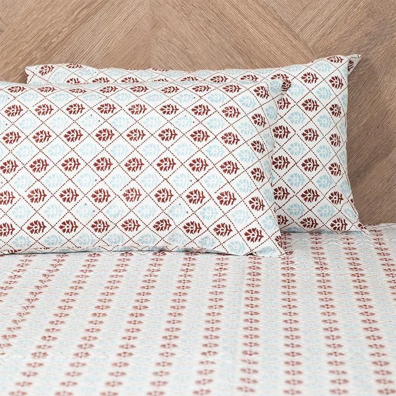 Kritish Ethnic Printed Bedsheet - Rust