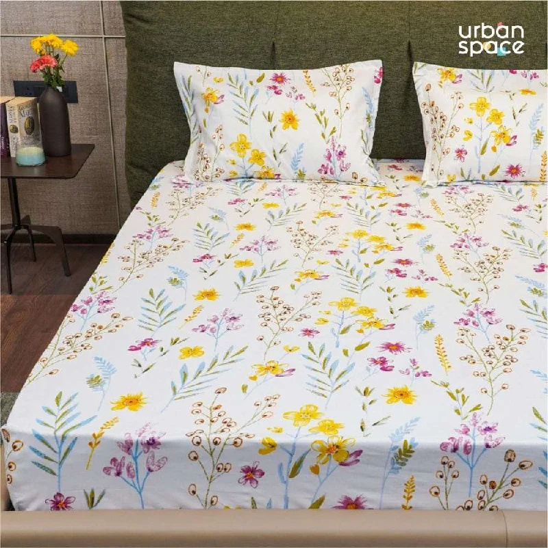 Fitted King Size Cotton Bedsheet - France- Yellow