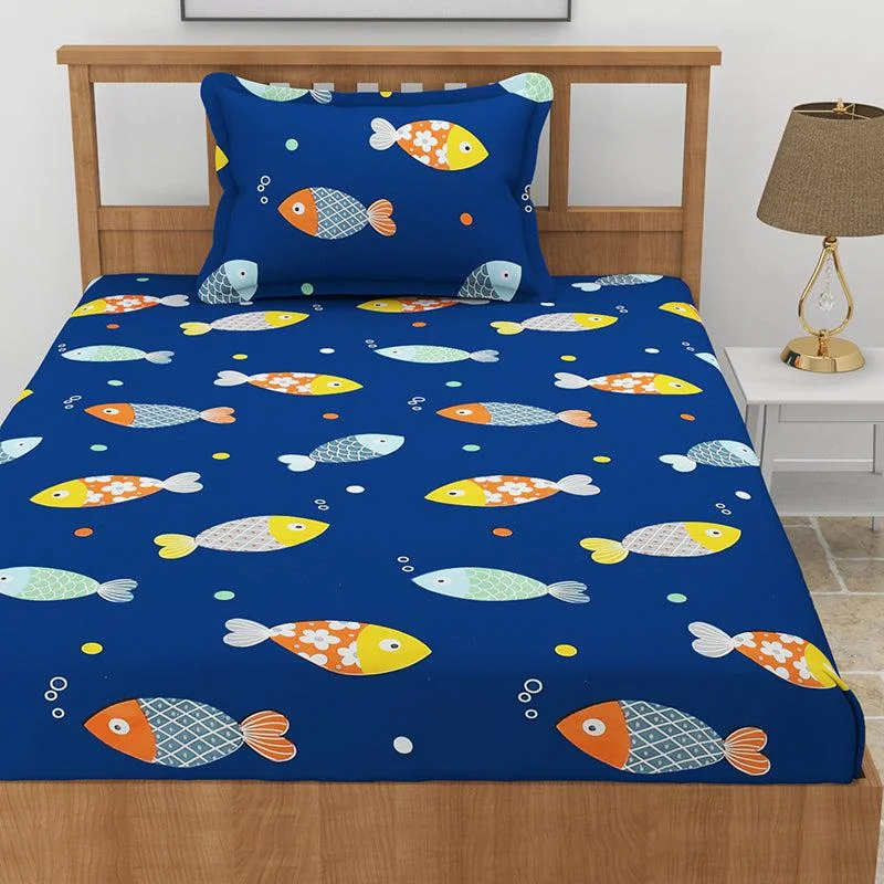 Aqua Fish Kids Bedsheet - Royal Blue