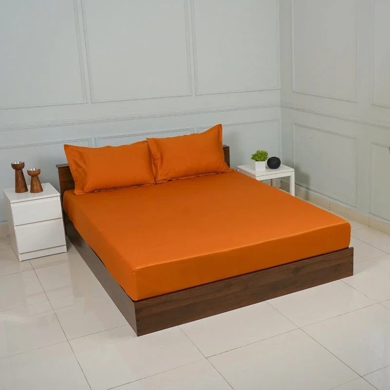 Baria Solid Bedsheet - Ochre