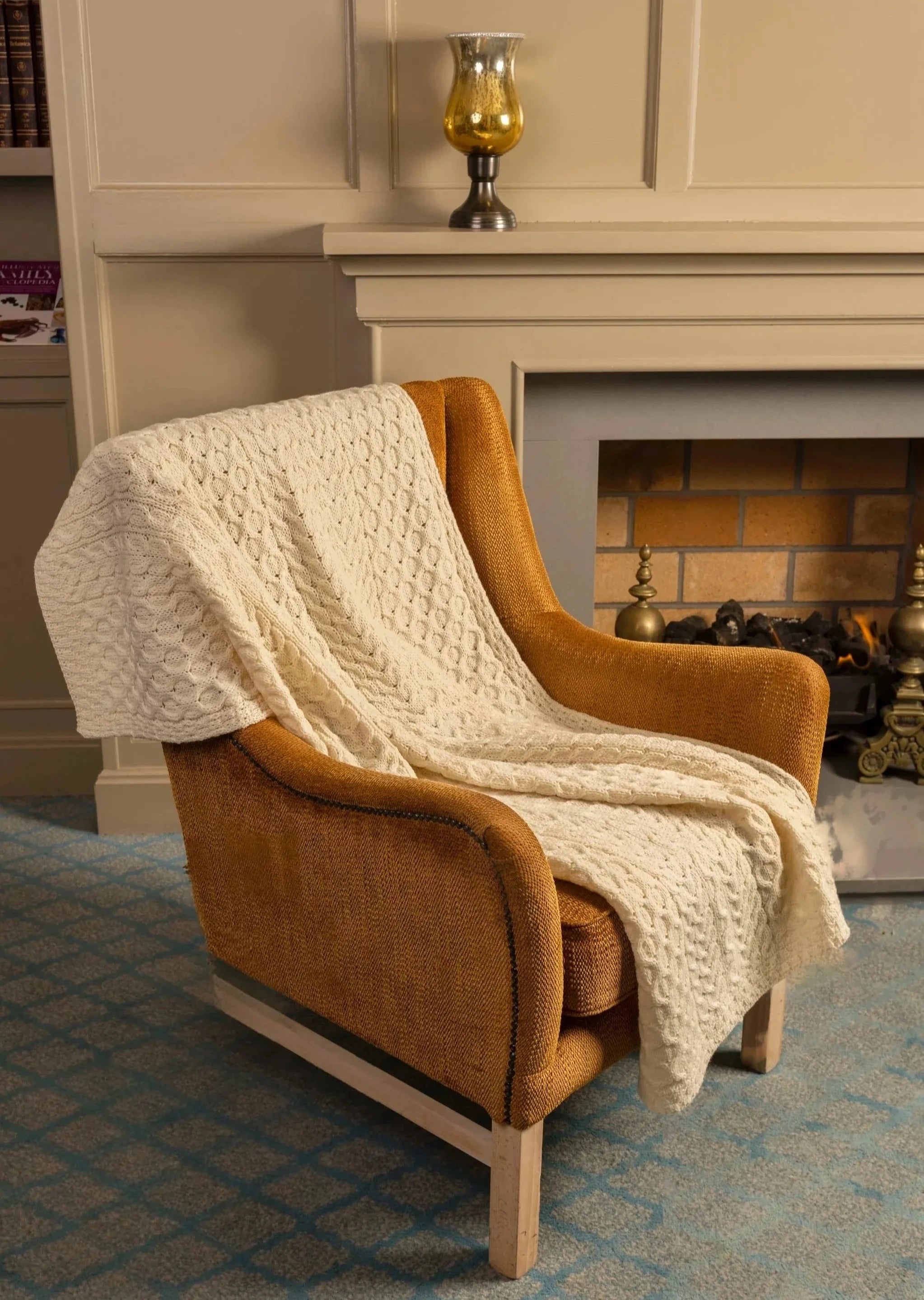 Aran Honeycomb Pure Wool Throw