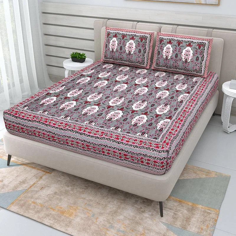 Archie Ethnic Bedsheet - Red