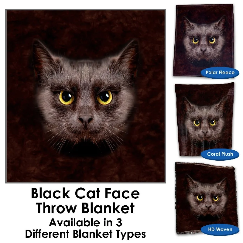 Black Cat Face Throw Blanket / Tapestry Wall Hanging