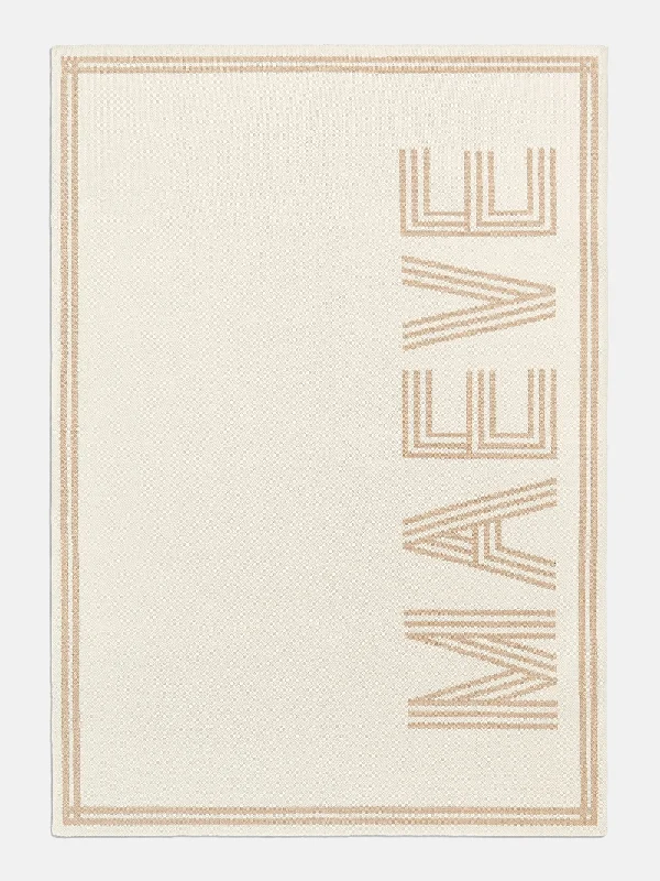 Your Name In Stripes Custom Blanket - Beige/Tan