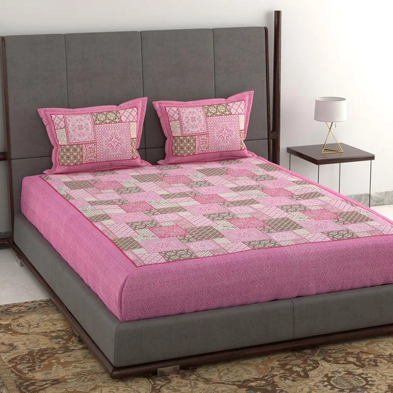 Vale Geomatric Bedsheet - Pink