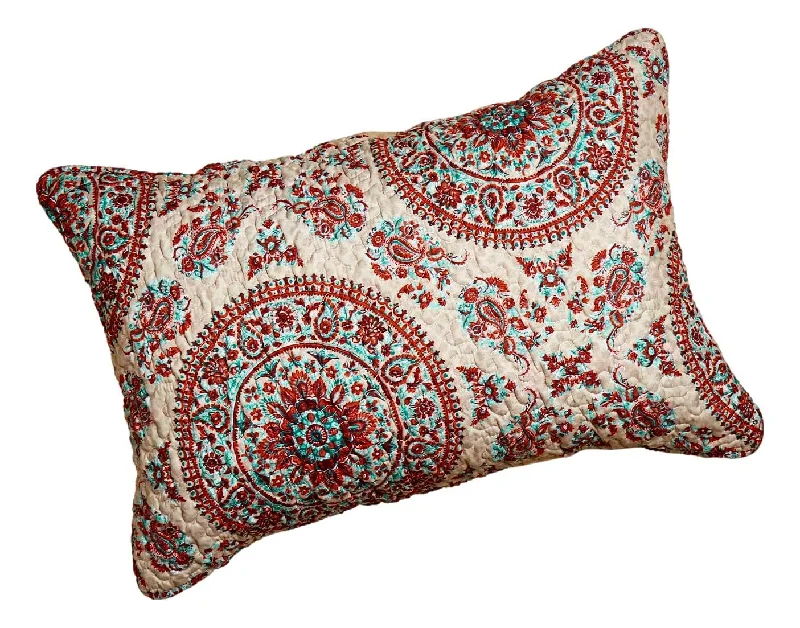 Tache Bohemian Desert Medallion Boteh Paisley Taupe Quilted Pillow Shams (TJ3502)