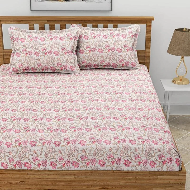 Philox Floral Bedsheet - Pink