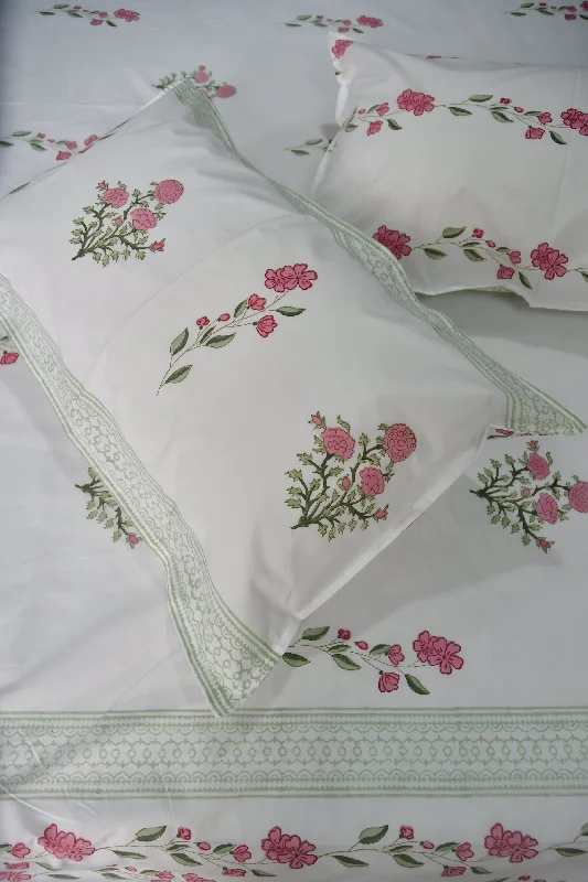 Pink Gulshan Cotton HandBlock Bedsheet