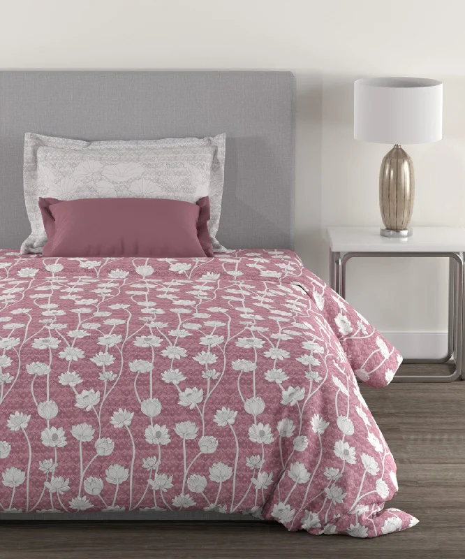 Home Essential Julius Grey Single Bedsheet With 1 Pillow Cover, 144TC, 100% Cotton, Floral, Multi Colour