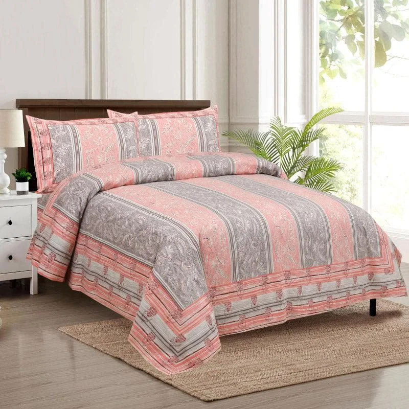 Sumina Printed Bedsheet - Coral