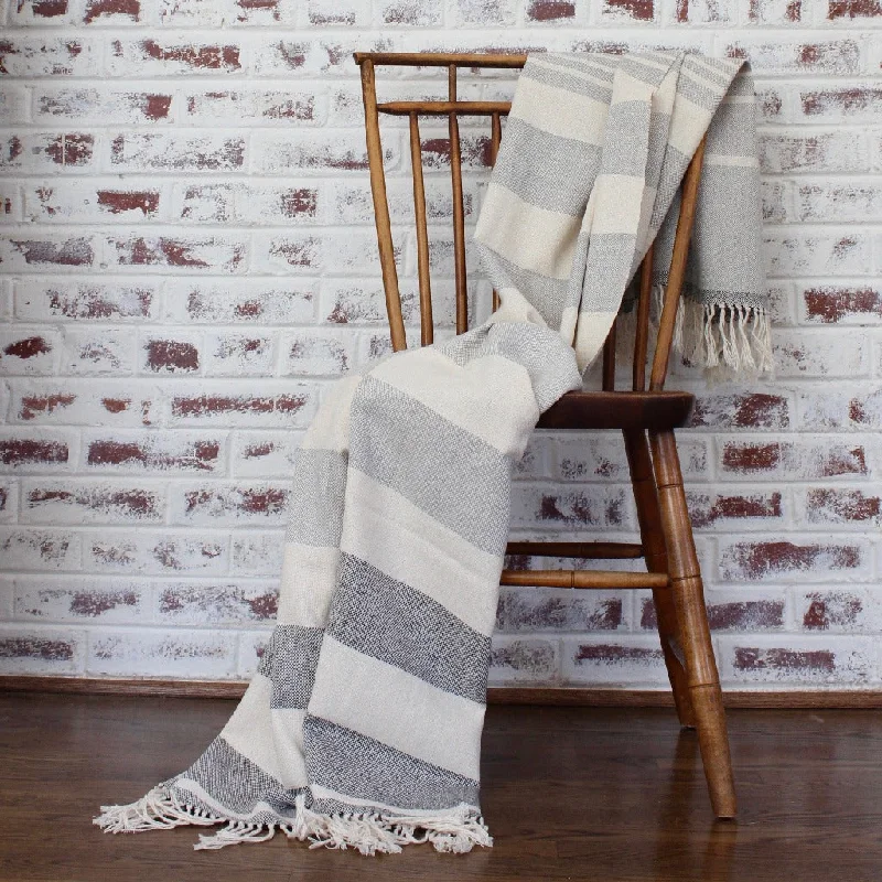 BEV Black |  Handwoven Cotton Throw/Towel | Eco-Dyed, Lightweight, and Artisan-Made in Nicaragua