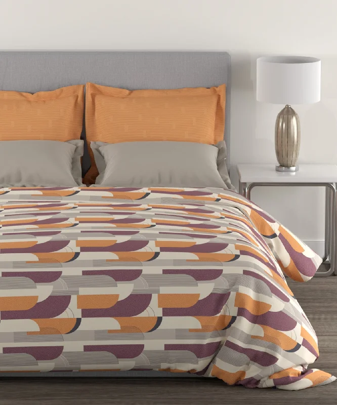 Home Essential Queen Bedsheet, 144 Tc , 100% Cotton Charleen Orange