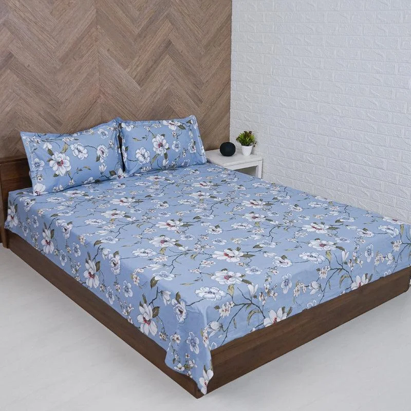 Advina Floral Bedhseet - Blue