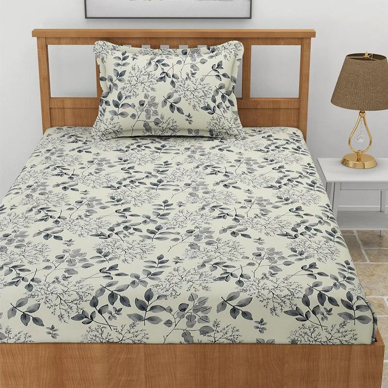 Frezya Floral Bedsheet - Grey