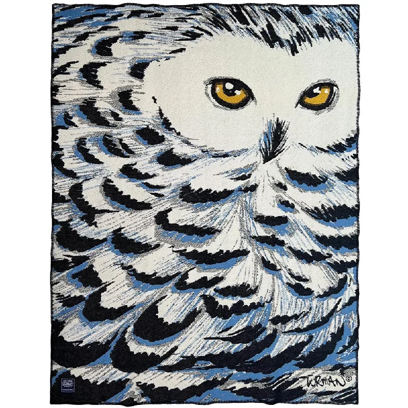 Adam Turman Snowy Owl Wool Throw Blanket