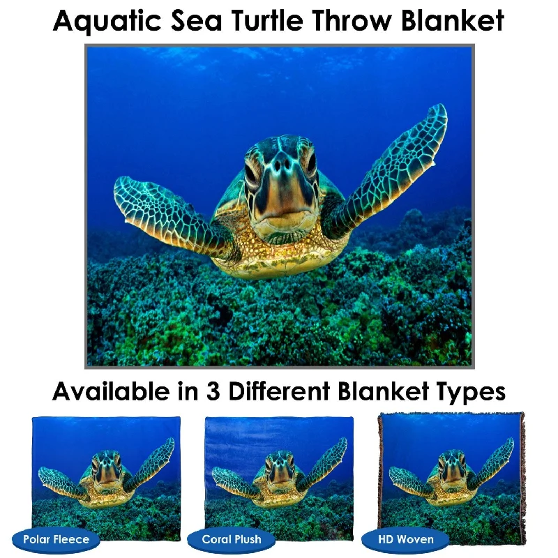 Aquatic Sea Turtle Throw Blanket / Tapestry Wall Hanging