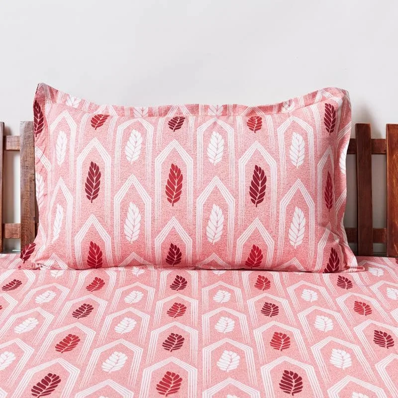 Zolka Leafy Bedsheet - Peach