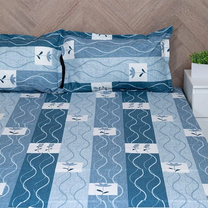 Shirava Wavy Bedsheet - Blue