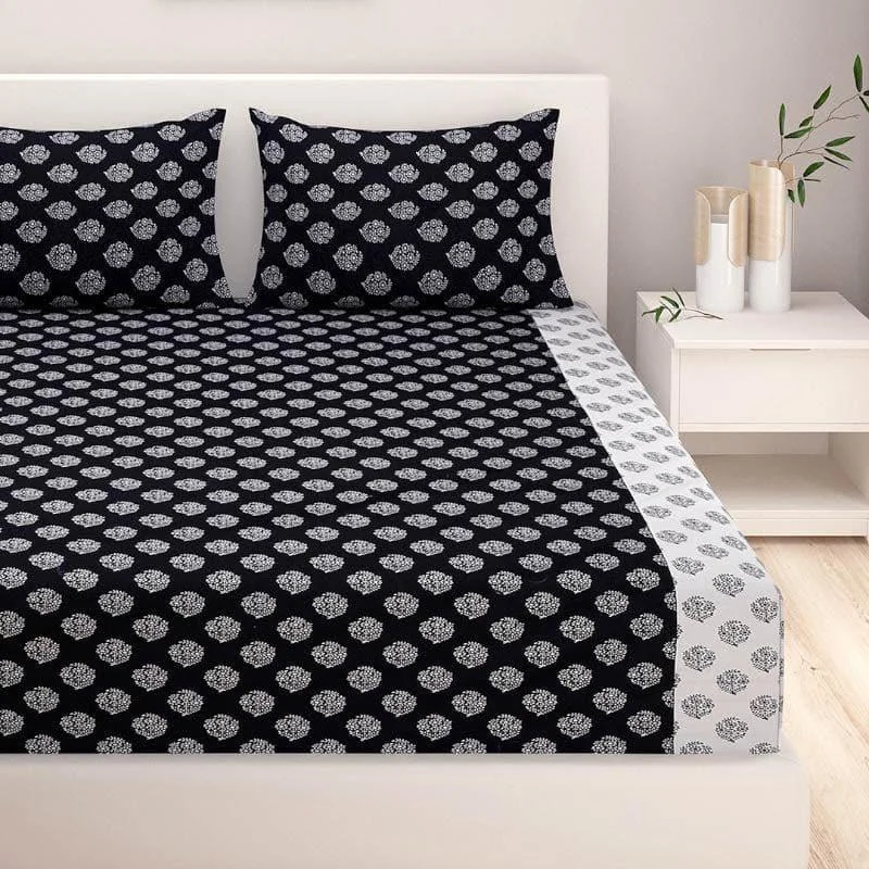 Mayoor Paradise Bedsheet - Black