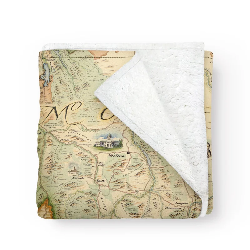 Montana State Map Fleece Blanket