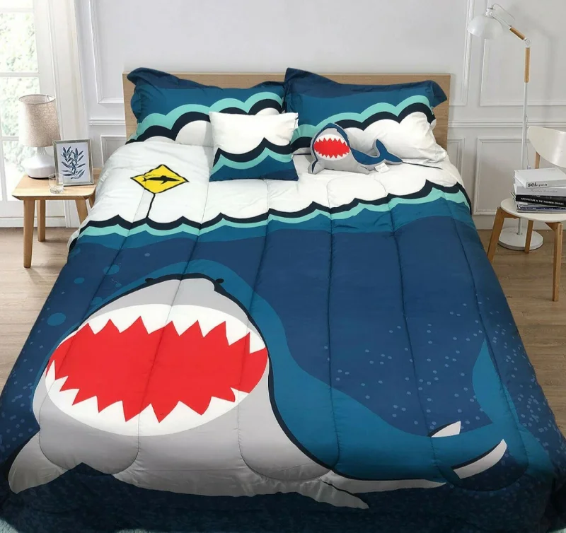 5 Piece Kids Comforter Set Shark