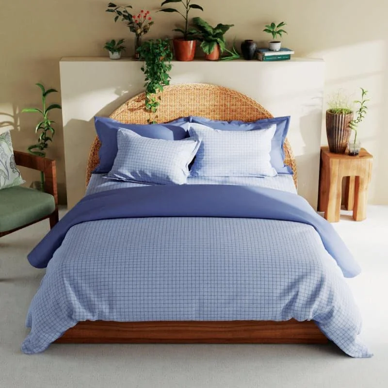 Brio Checkered Bedsheet - Blue