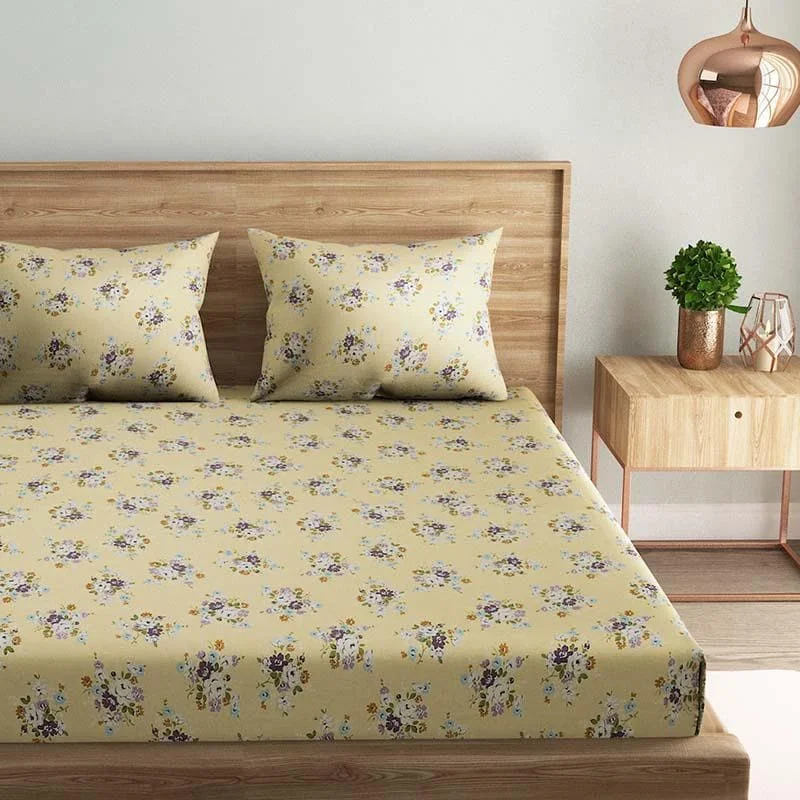 Floral Fantasy Bedsheet- Yellow