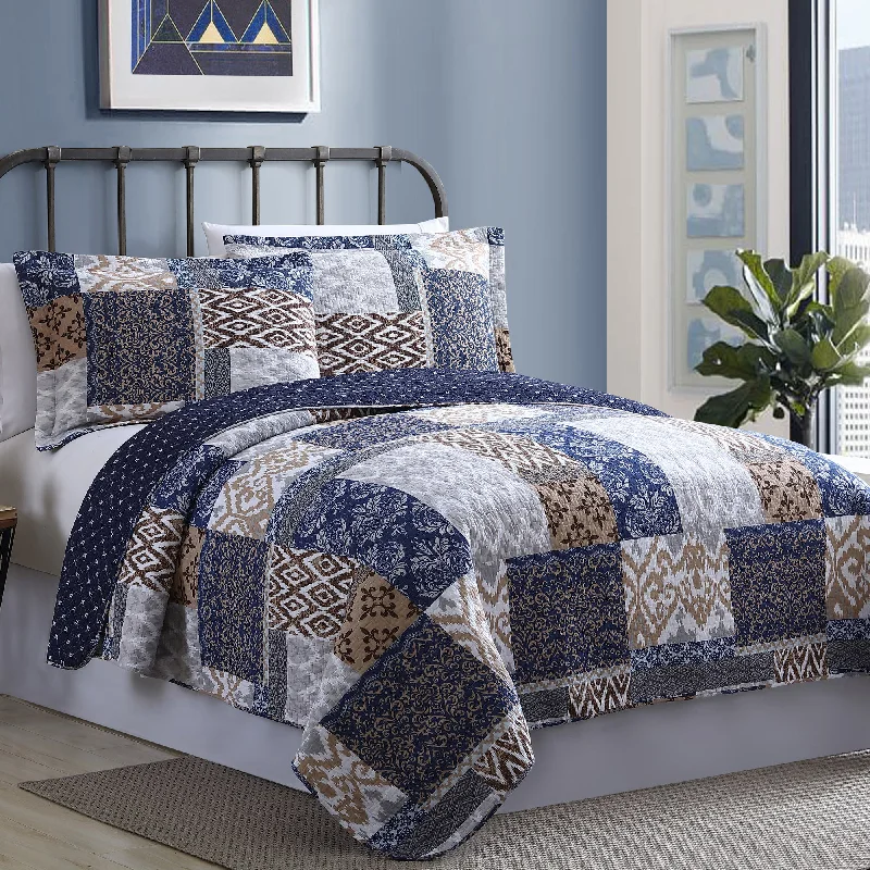 Modern Threads 100% Cotton 3-Piece printed reversible quilt set Laura