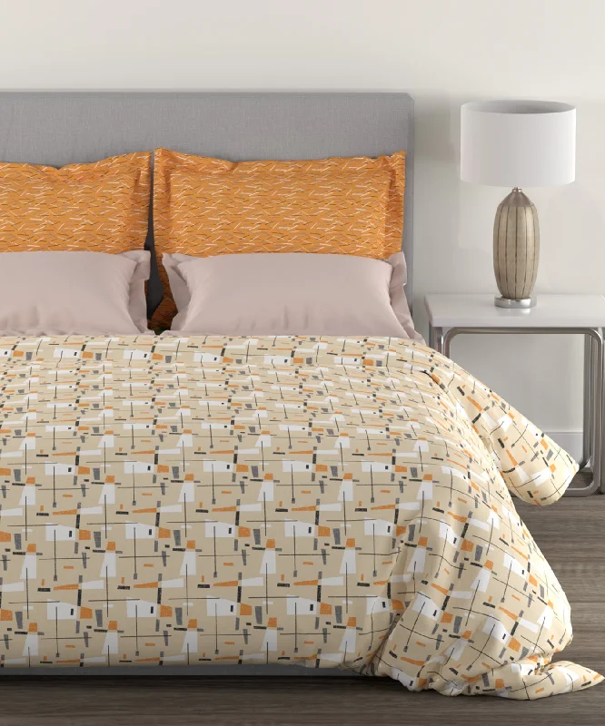 Home Essential King Bedsheet,144 Tc, Criss Cross Orange