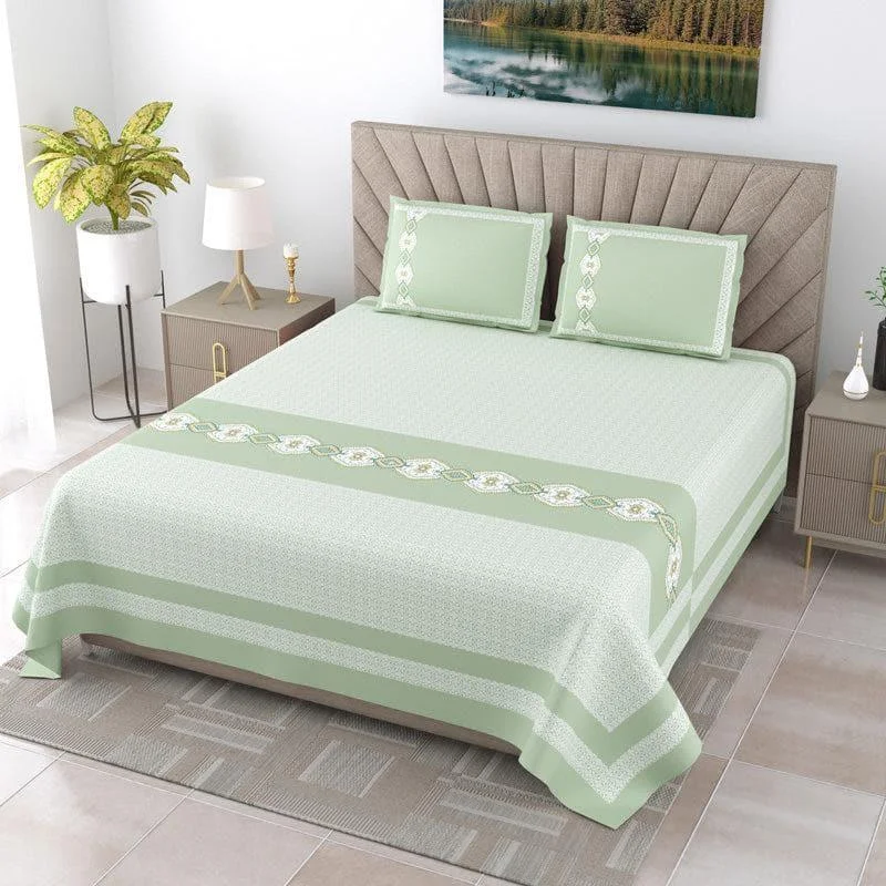 Recorra Printed Bedsheet - Green