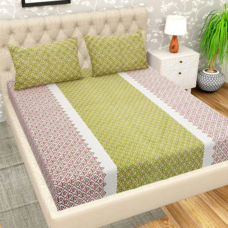 Vida Geometric Bedsheet - Green