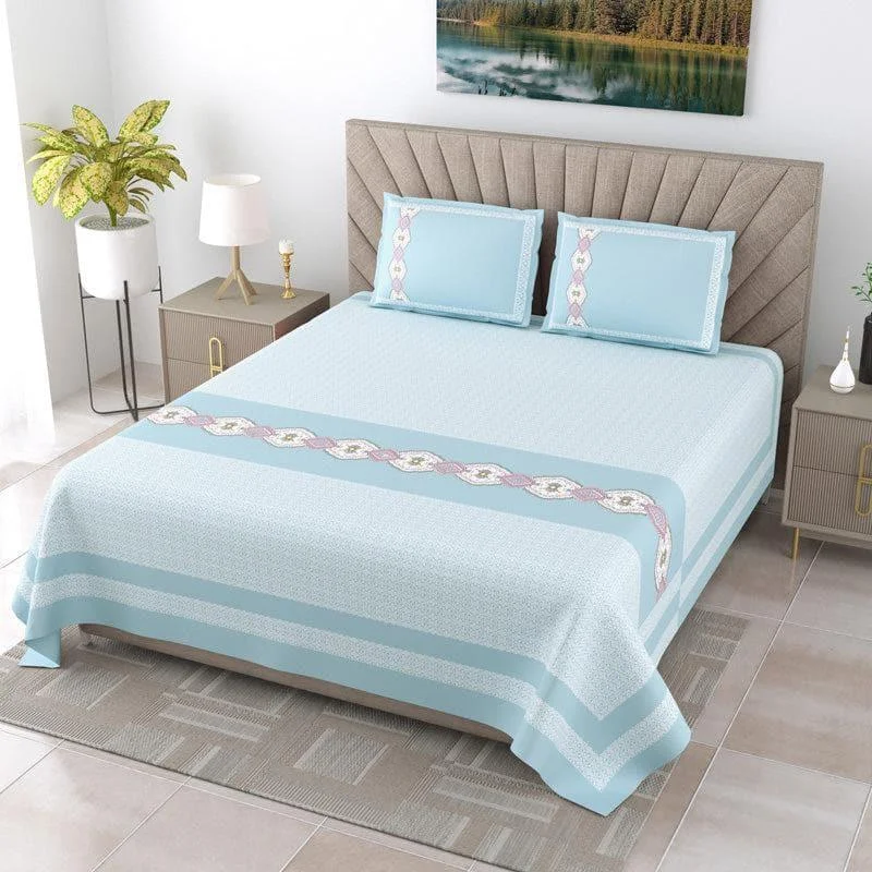 Recorra Printed Bedsheet - Blue